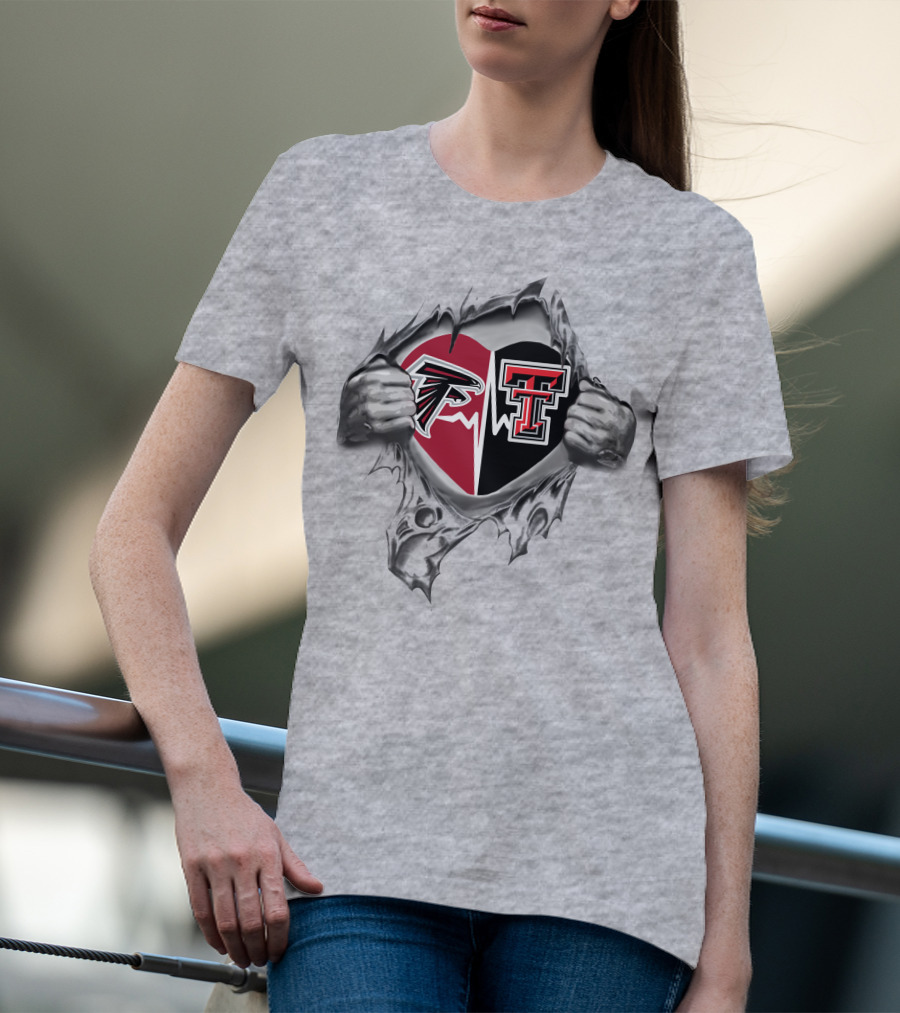 Falcons Texas Tech Heart Torn Open Competition T-Shirt