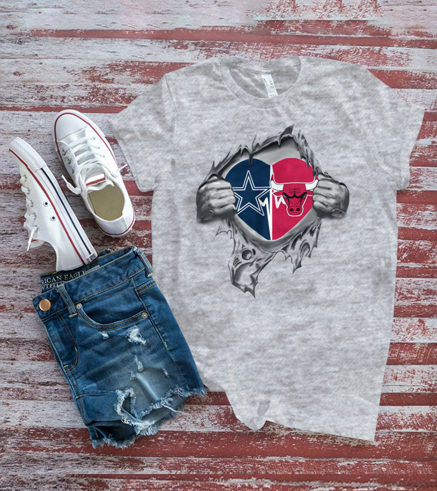Cowboys Bulls Heart Logo Fans T-Shirt