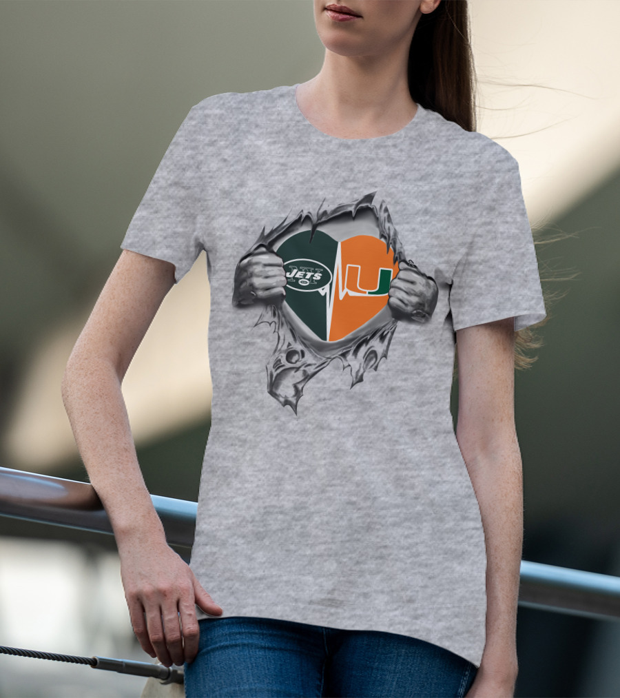 Jets Miami Hurricanes Heartbeat Tornado T-Shirt