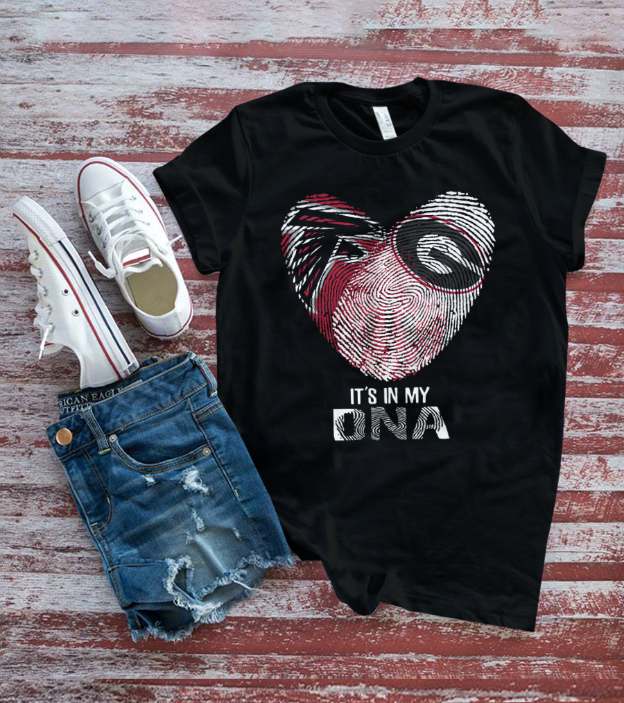 Falcons Bulldogs Heart It's In My Dna Fingerprint T-Shirt