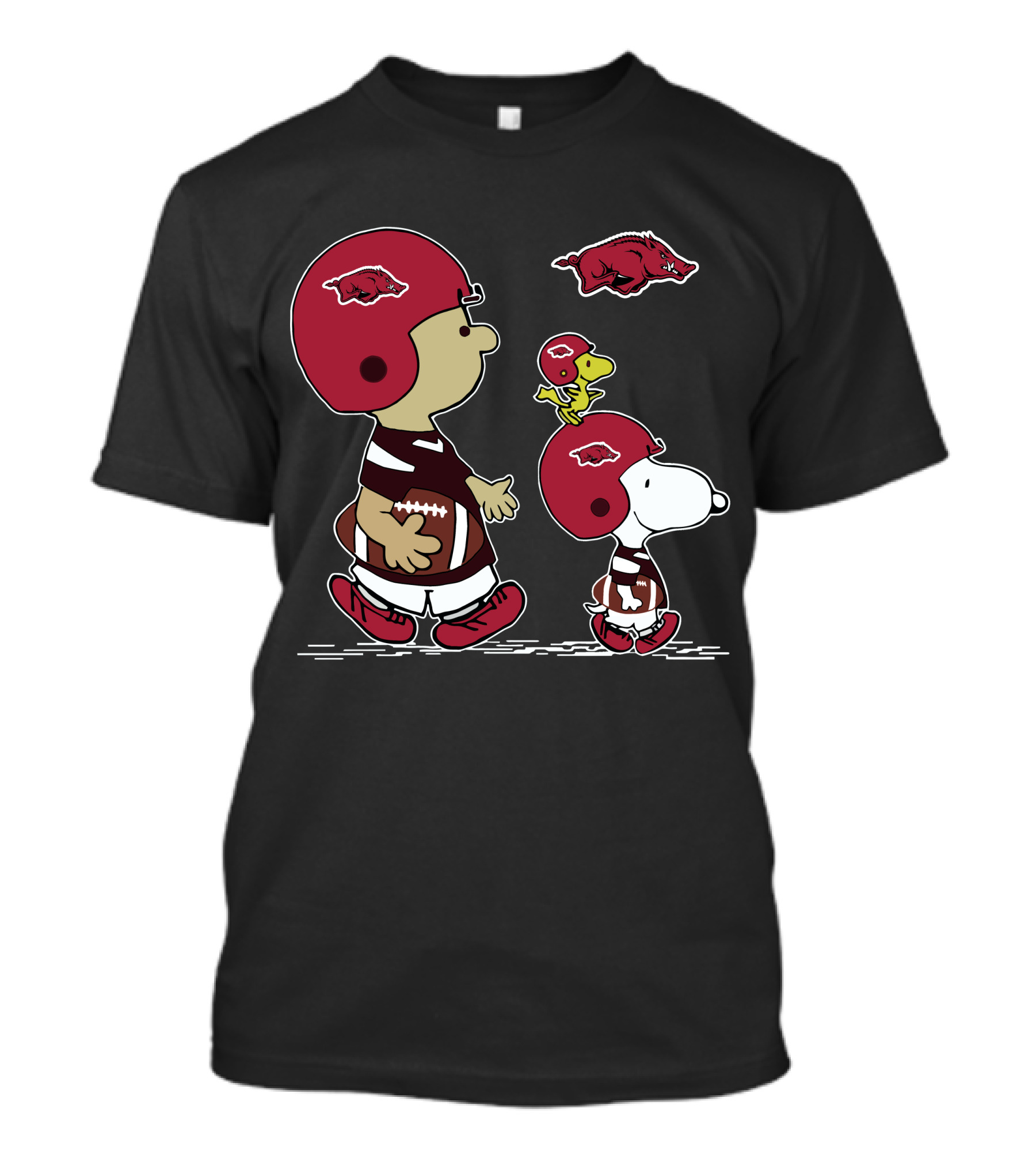 Arkansas Razorbacks Football Snoopy And Woodstock With Helmets And Hog T-Shirt
