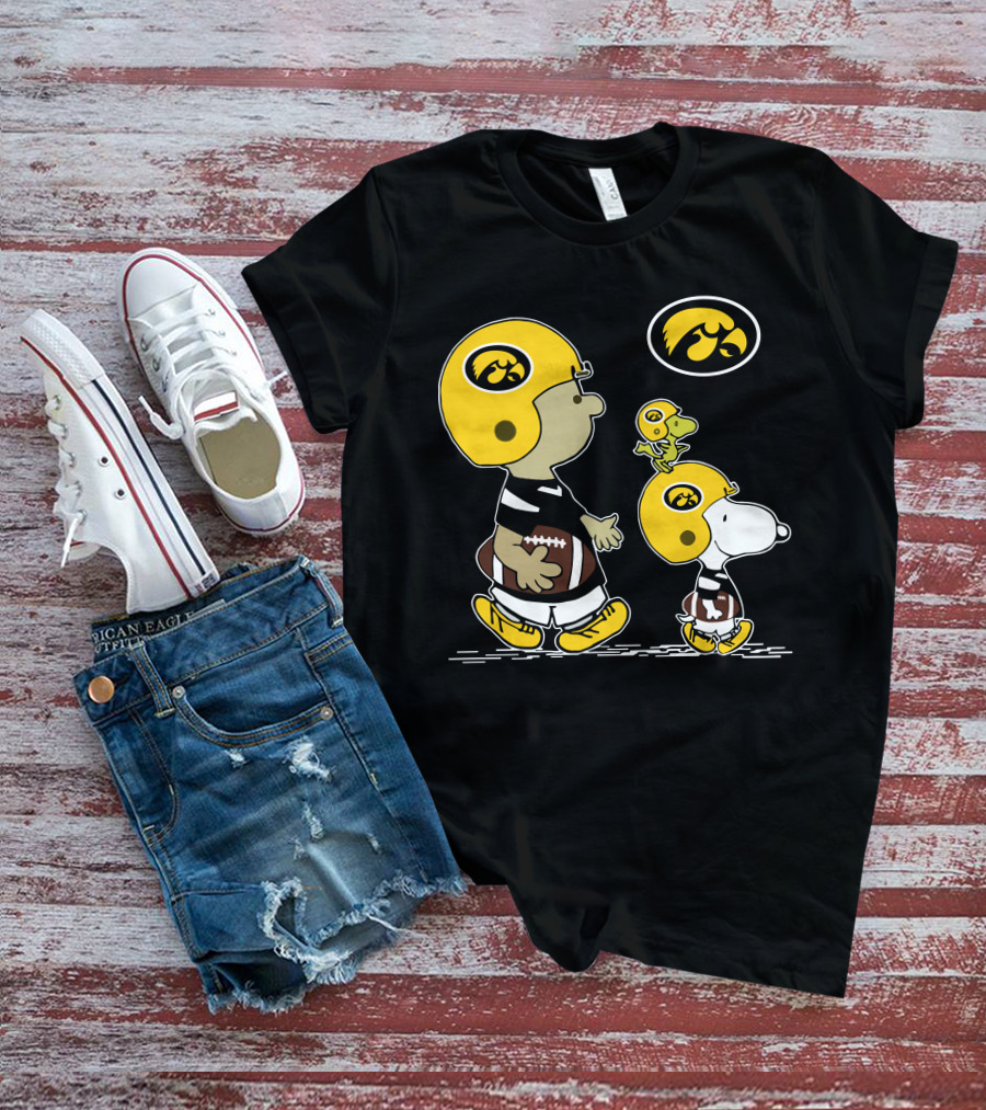 Iowa Hawkeyes Snoopy Football Peanuts Characters With Helmets T-Shirt