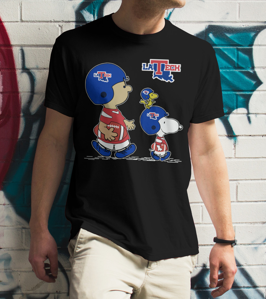 La Tech Football Peanuts Characters Snoopy Woodstock T-Shirt