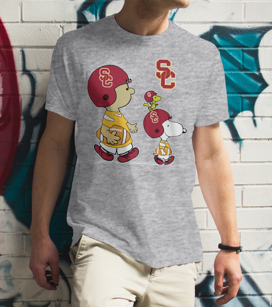 USC Trojans Snoopy Charlie Brown Woodstock Football Helmets T-Shirt