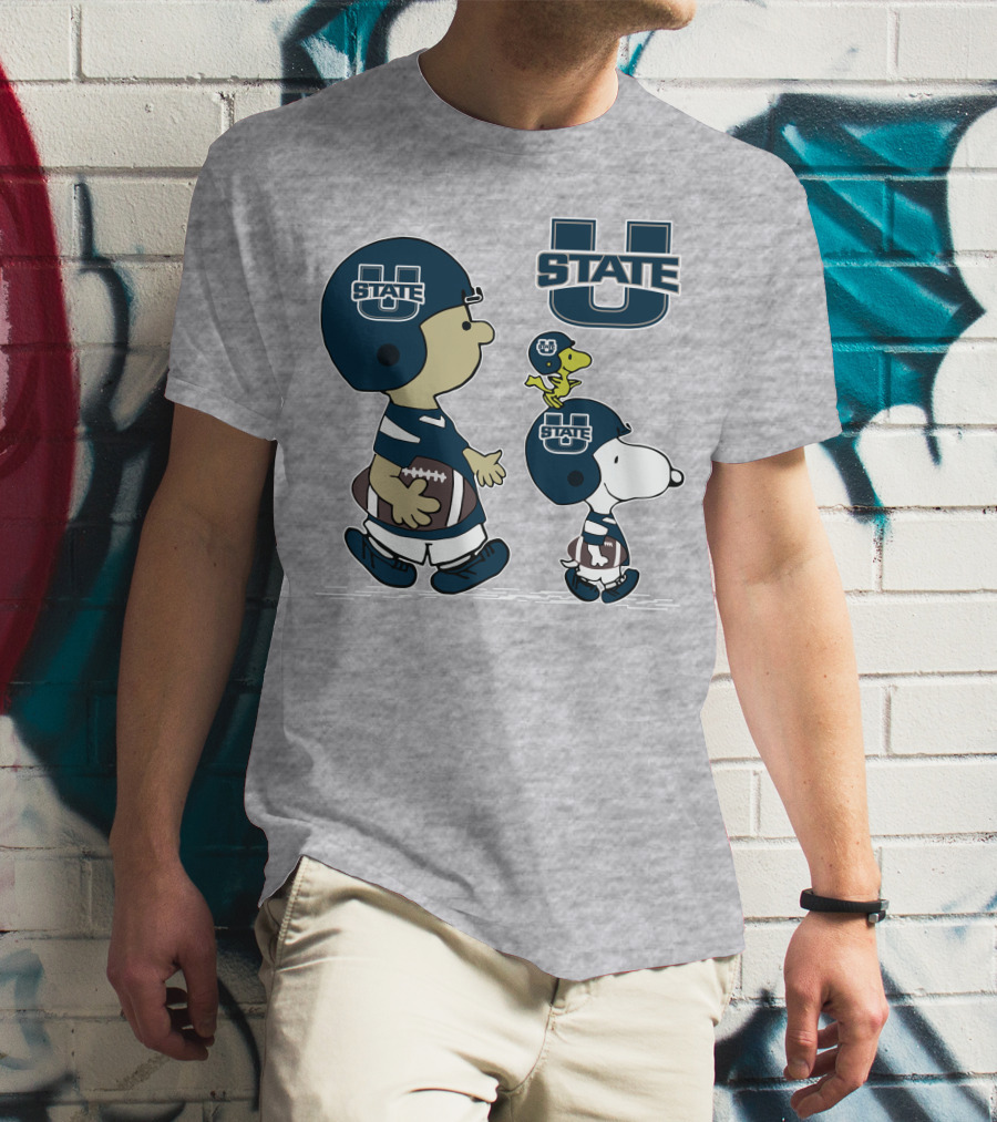 Utah State Football Snoopy And Woodstock Peanuts Characters T-Shirt