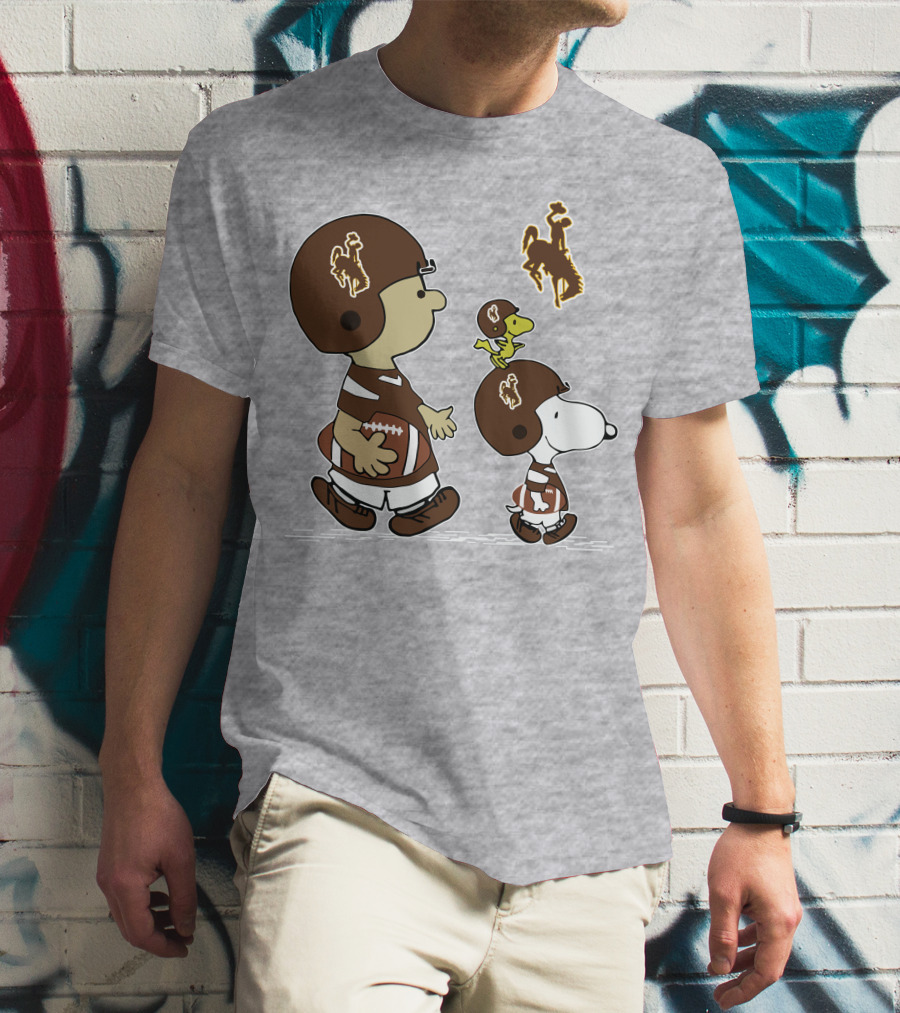 Wyoming Cowboys Peanuts Characters Football T-Shirt