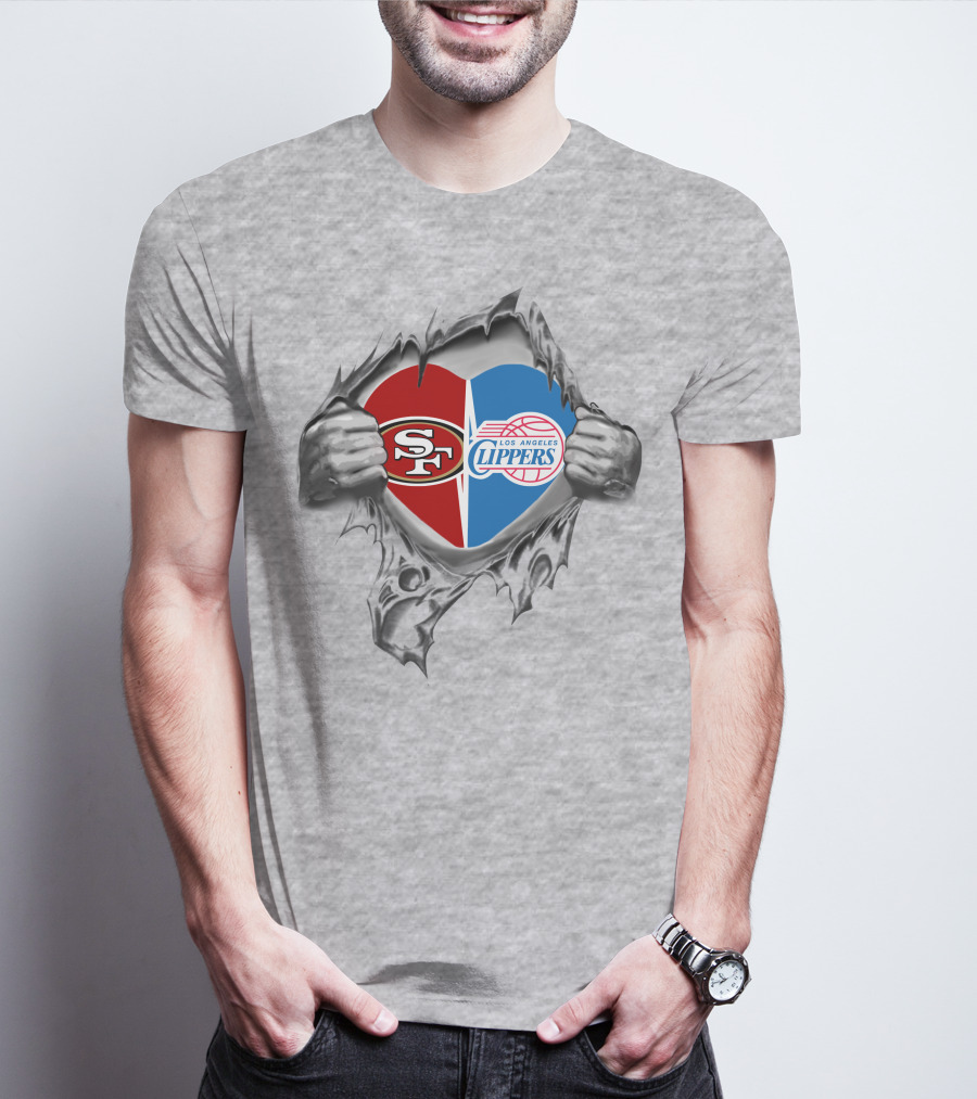 SF 49Ers Los Angeles Clippers Heart T-Shirt