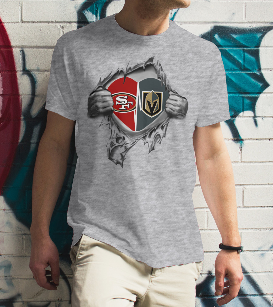 SF 49Ers Vegas Golden Knights Heart T-Shirt