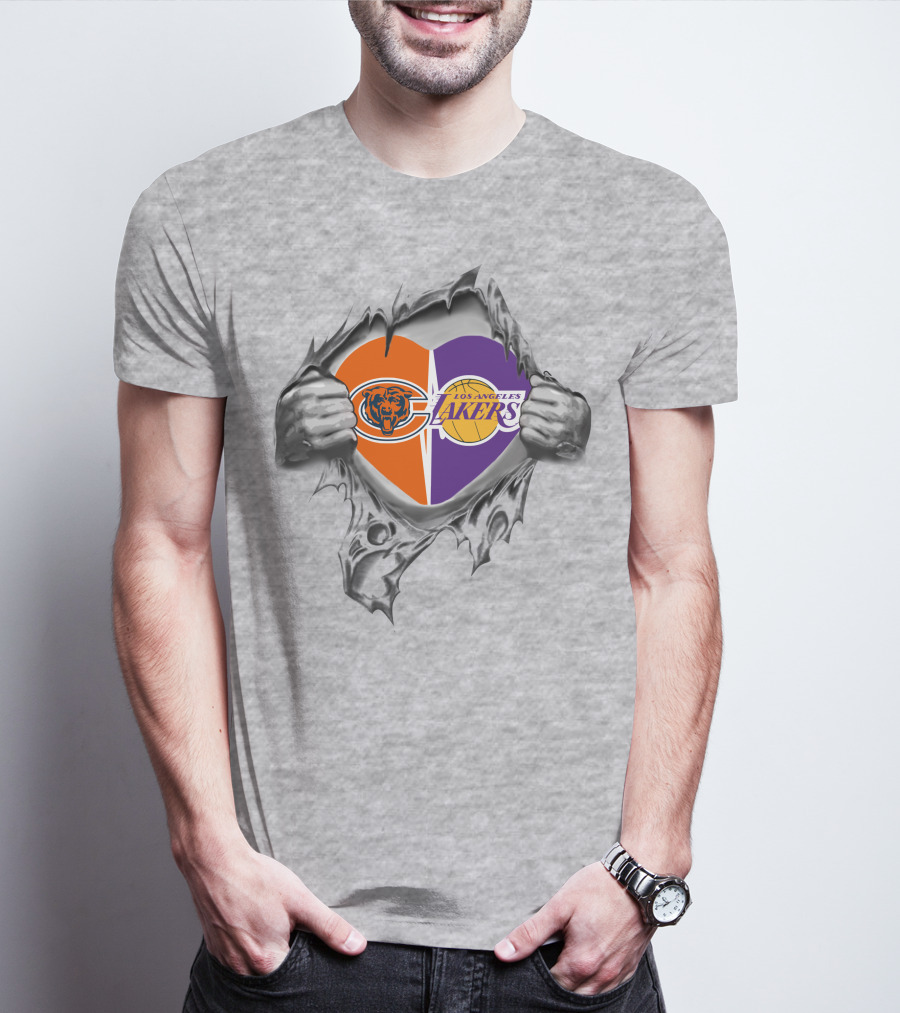 Bears Lakers Logo Heart T-Shirt