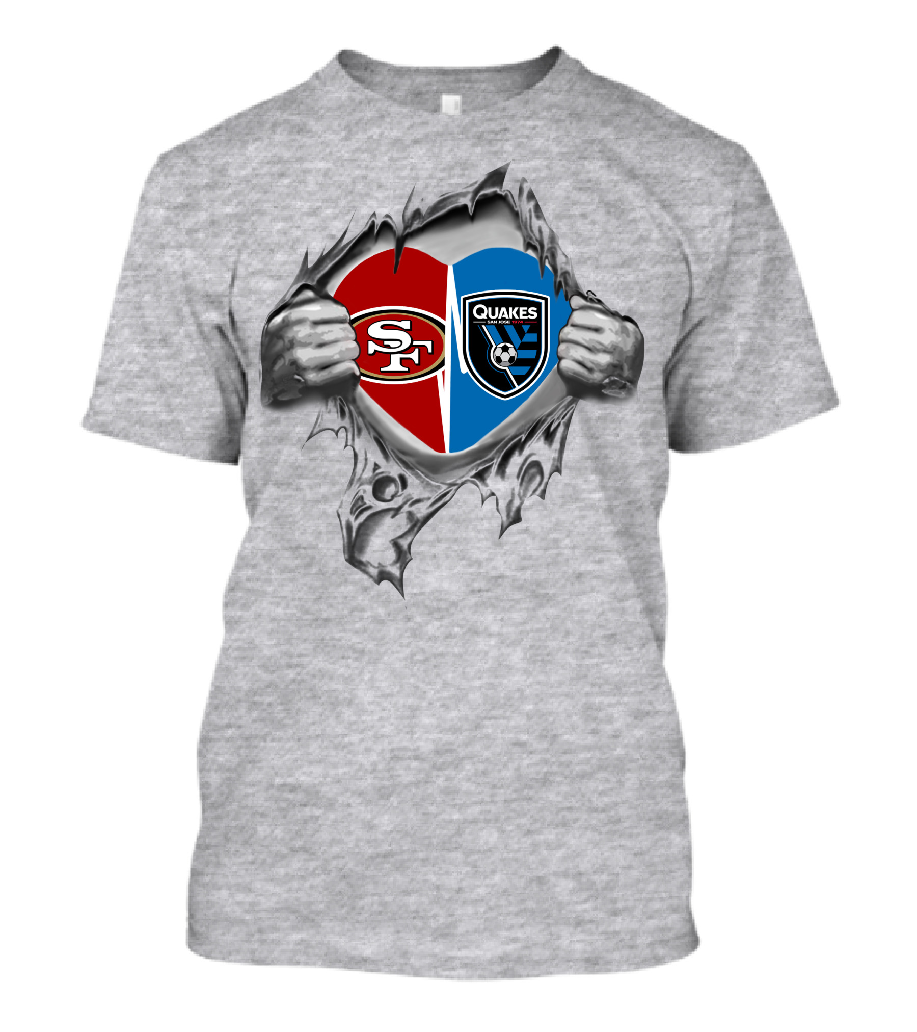 SF 49Ers Quakes Heart 두 팀 하나의 사랑 T-Shirt
