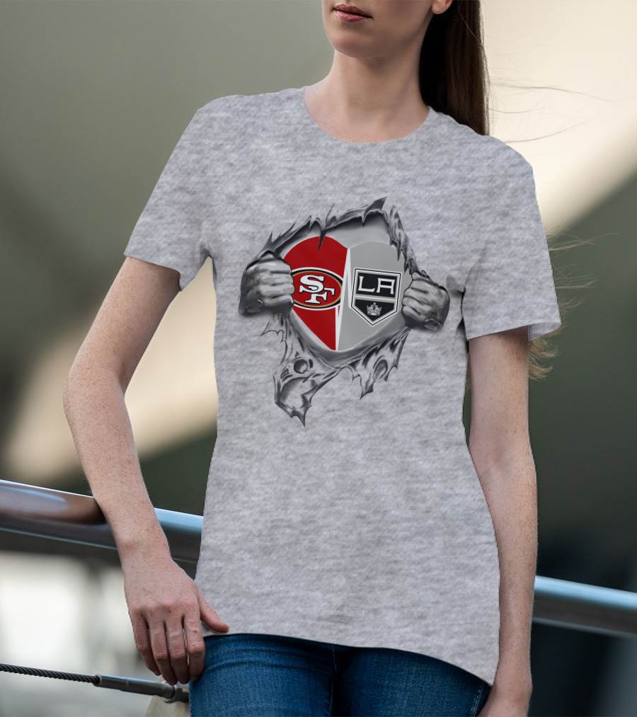 SF 49ers Los Angeles Kings Heart Inside T-Shirt