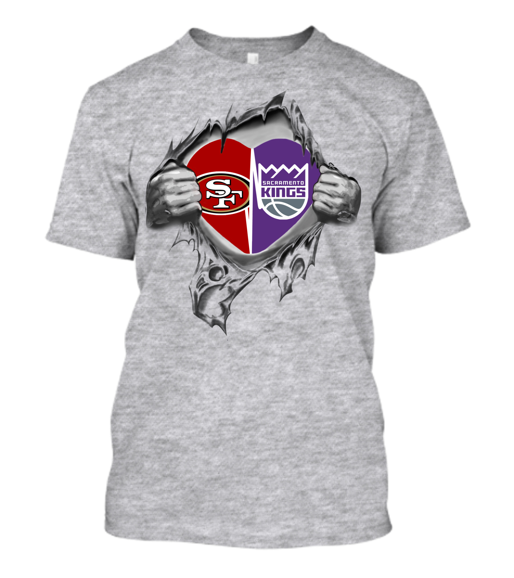 SF 49ers Sacramento Kings Heart Logo Fan Spirit T-Shirt