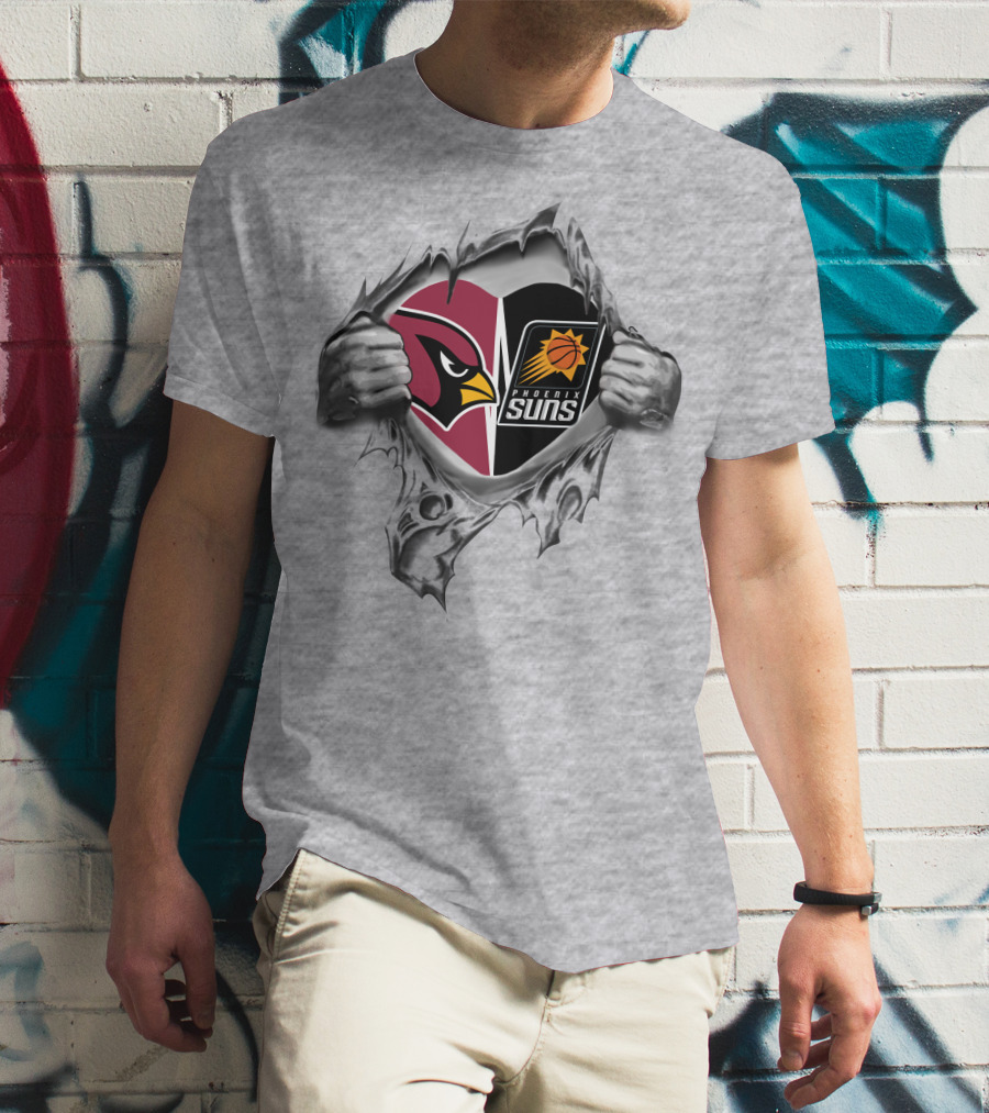 Cardinals Suns Heart Phoenix Logos Peeling T-Shirt