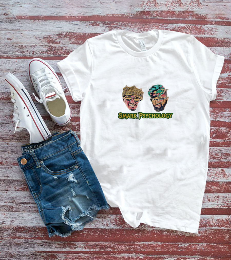 Smark Psychology Two Illustrated Faces With Hats And Glasses T-Shirt