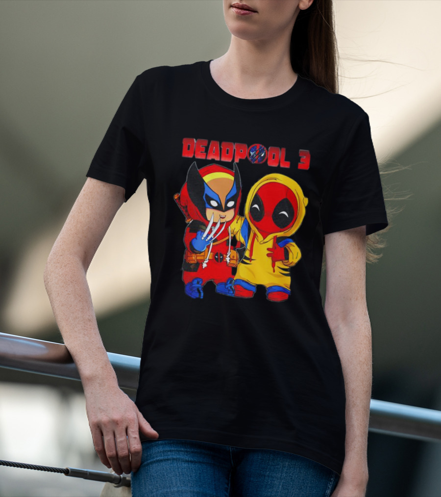 Deadpool 3 Wolverine And Deadpool Cartoon Characters T-Shirt