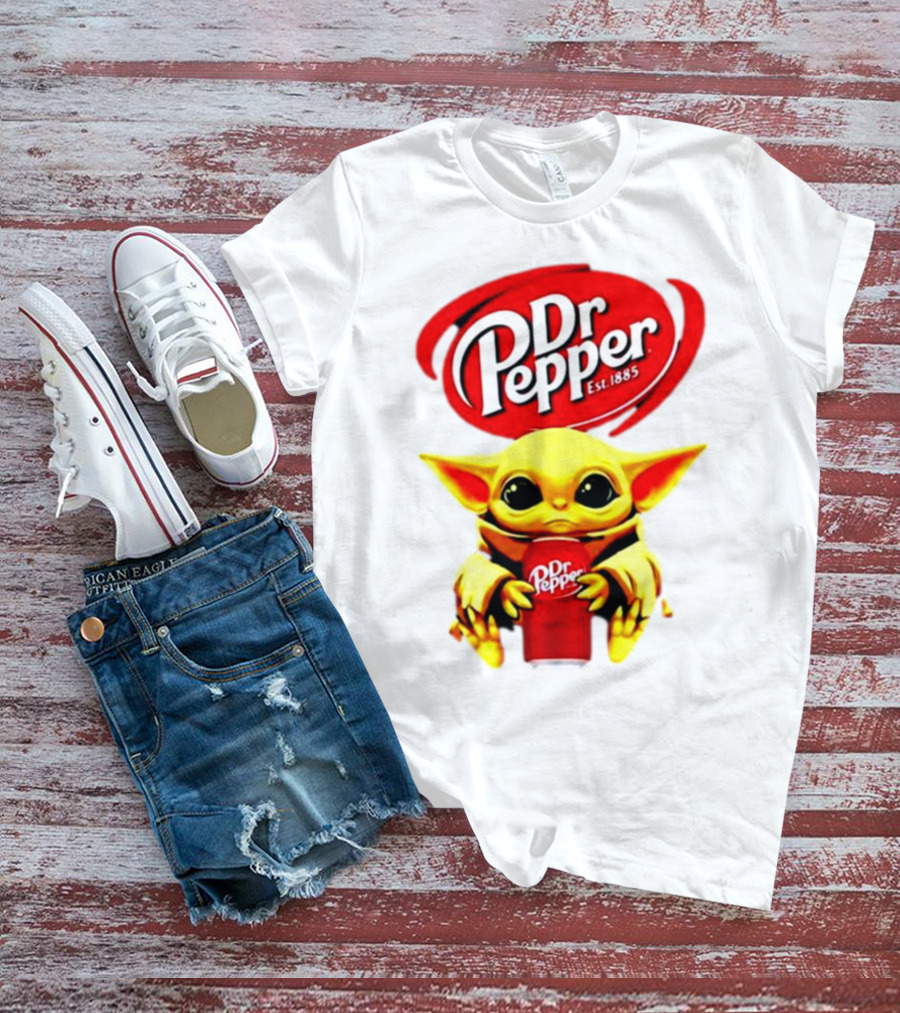 Dr Pepper Baby Yoda Holding Soda Can T-Shirt