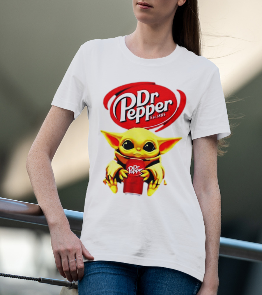 Dr Pepper Baby Yoda Holding Soda Can T-Shirt