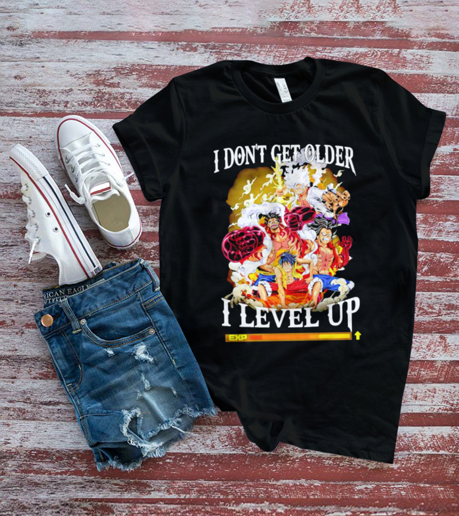 I Don't Get Older I Level Up EXP One Piece Characters T-Shirt