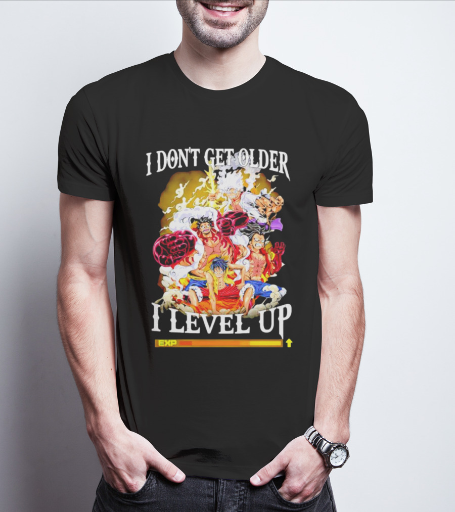 I Don't Get Older I Level Up EXP One Piece Characters T-Shirt