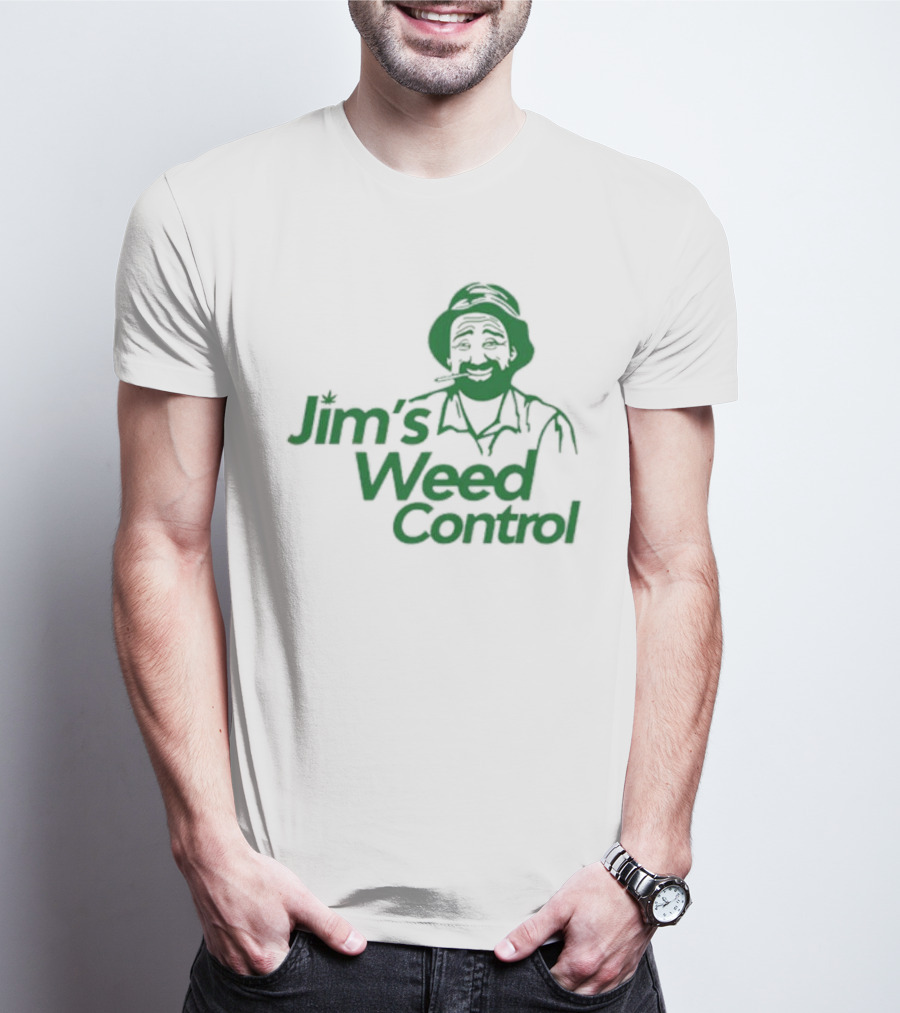 Jim’s Weed Control Gardener Icon With Hat And Beard T-Shirt