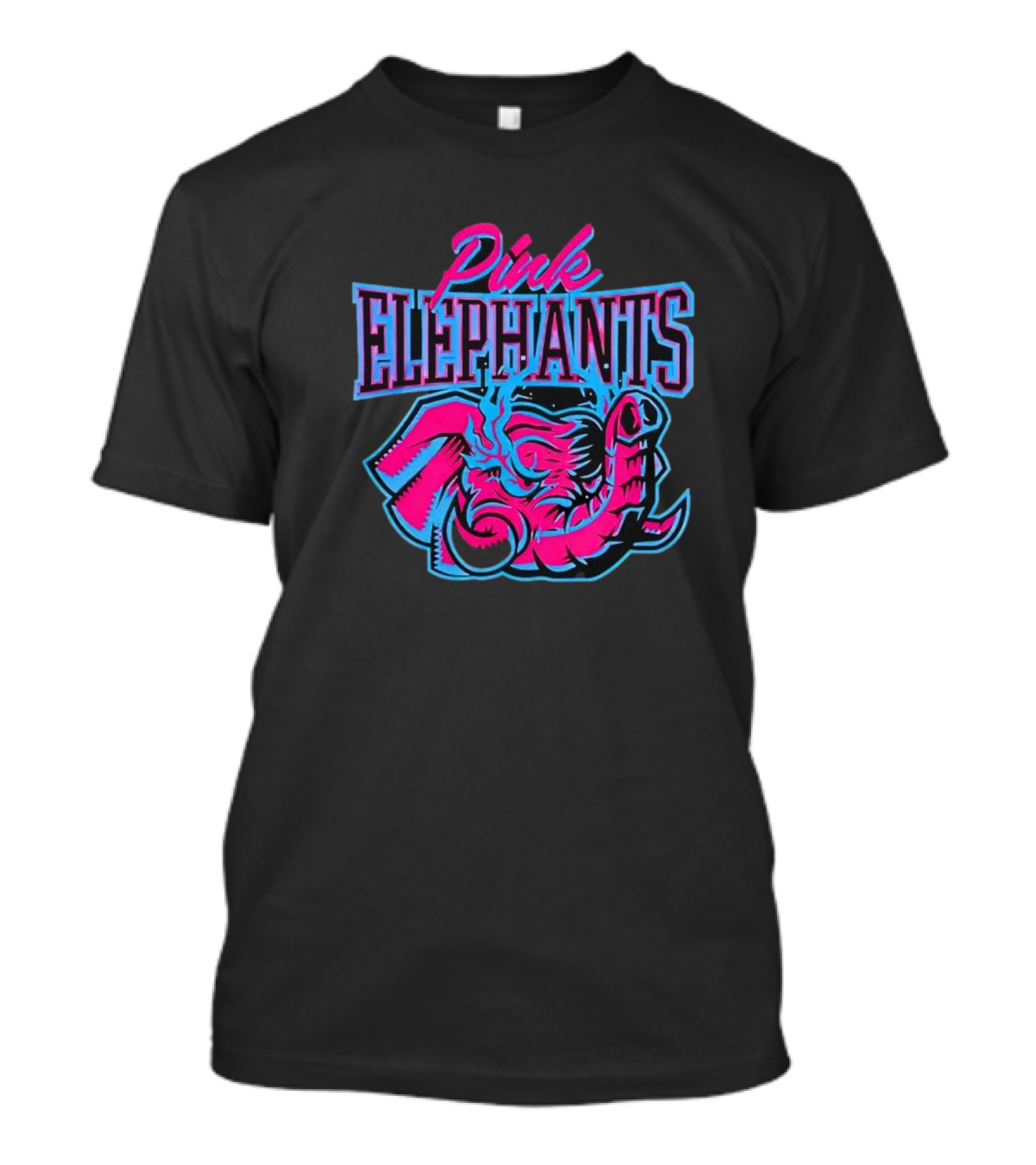 Pink Elephants Neon Retro T-Shirt