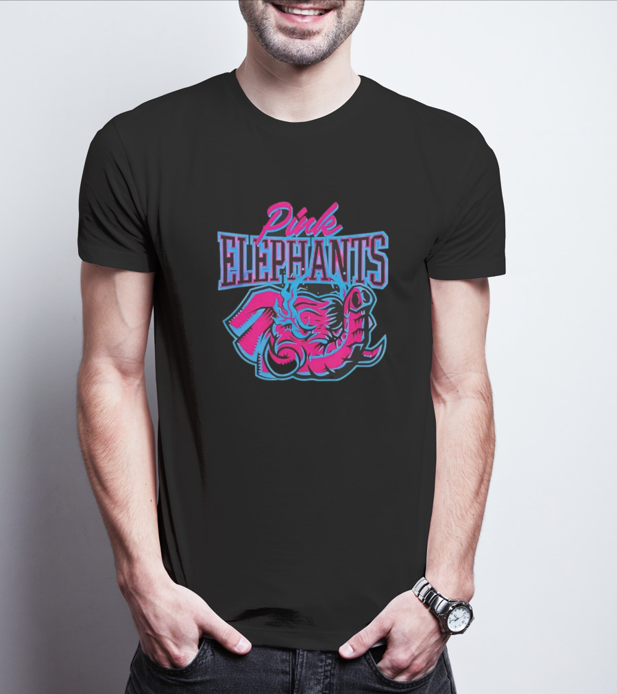 Pink Elephants Neon Retro T-Shirt