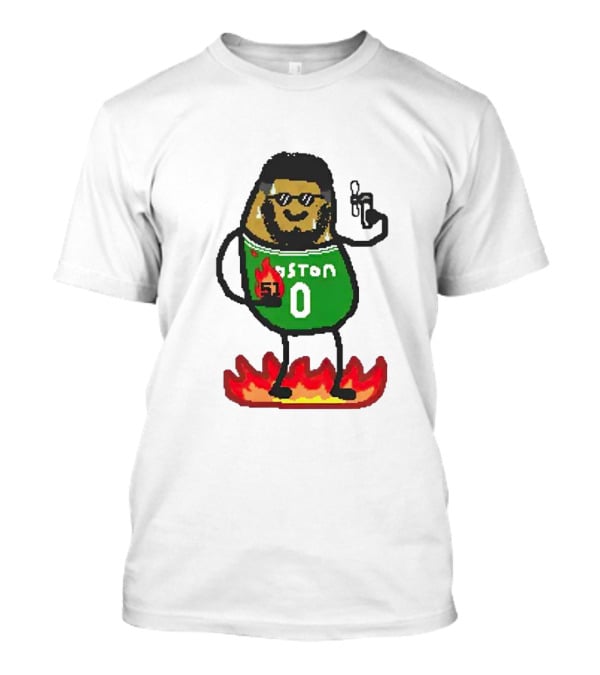 Jayson Tatum Boston NBA Potatum Green Jersey Fire T-Shirt