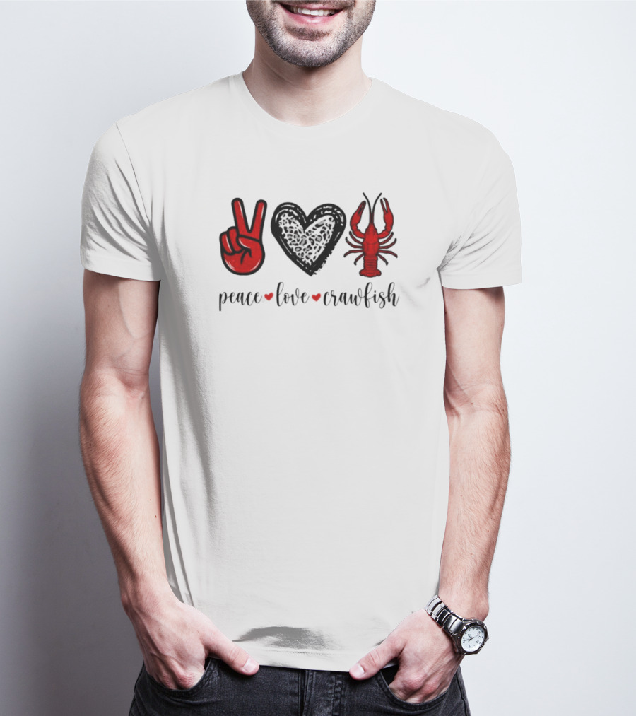 Peace Love Crawfish Iconic Symbols T-Shirt