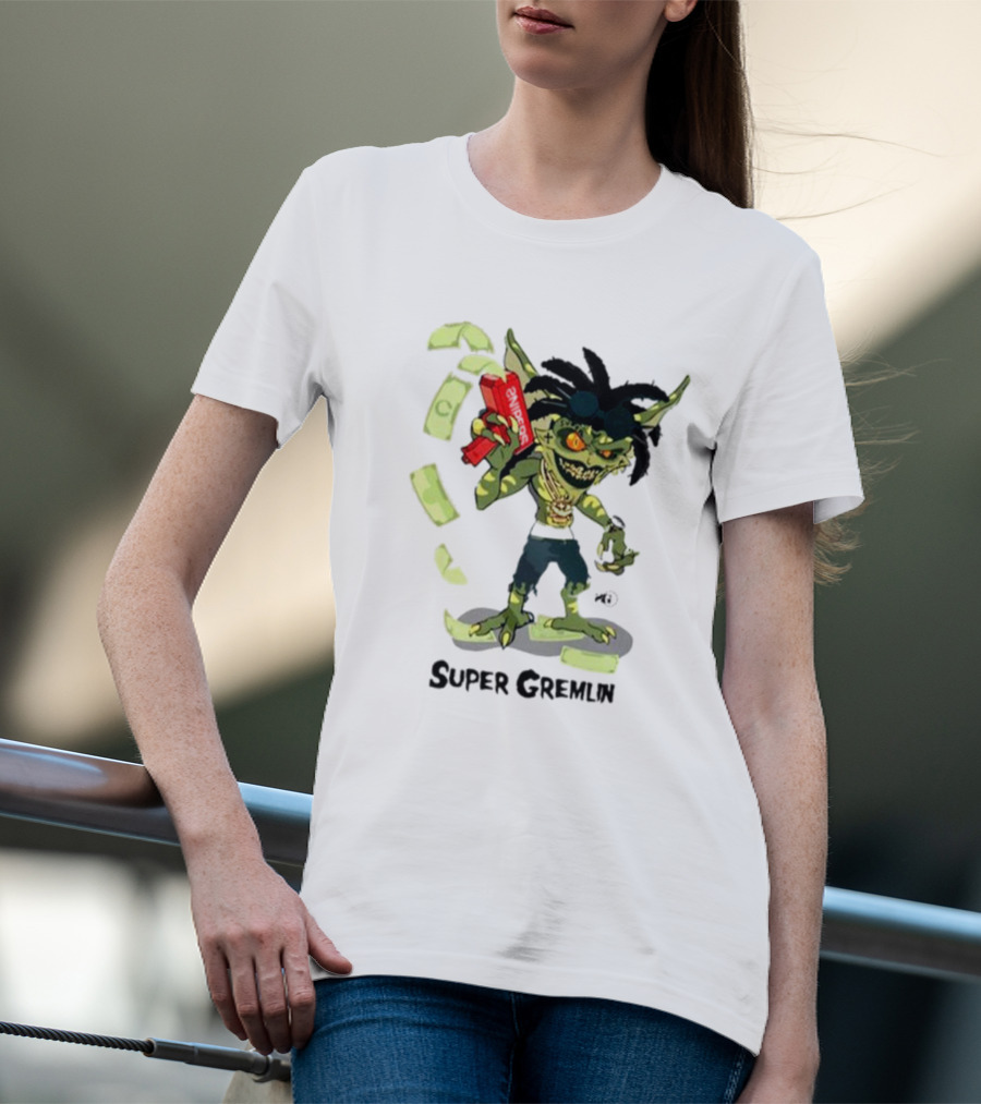 Sniper Gang Super Gremlin Cartoon With Cash And Red Gun T-Shirt