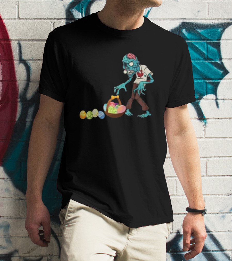 Zombie Collecting Happy Easter Eggs T-Shirt