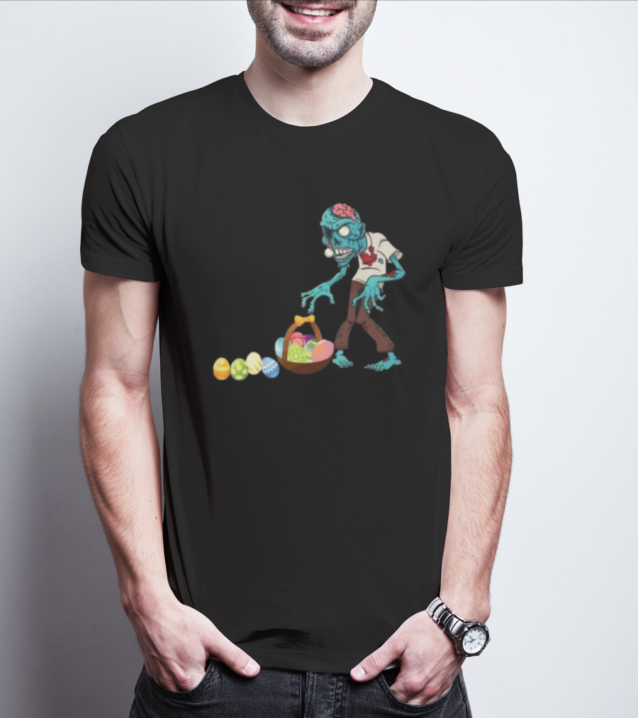 Zombie Collecting Happy Easter Eggs T-Shirt