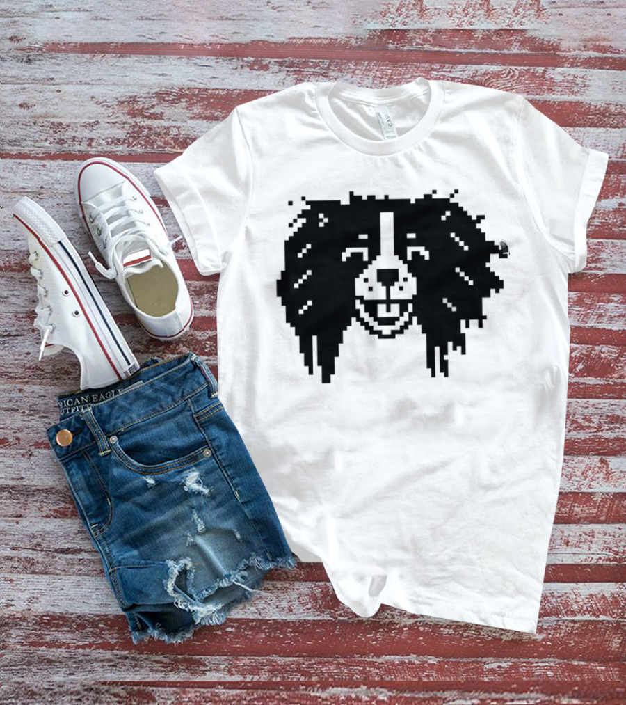 Charles Spaniel Louie 8 Bit Pixel Dog Face T-Shirt
