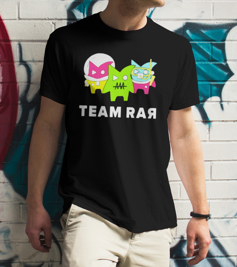 Team RAR Colorful Cartoon Graffiti Characters T-Shirt