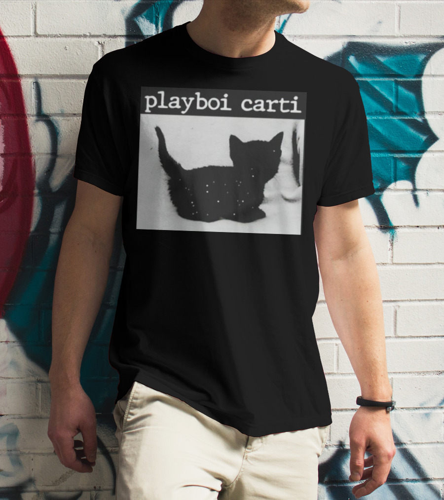 Playboi Carti Starry Black Cat Minimalist Aesthetic T-Shirt