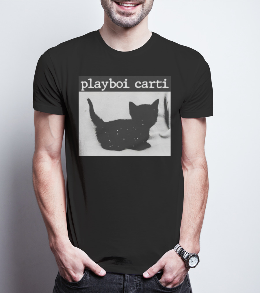 Playboi Carti Starry Black Cat Minimalist Aesthetic T-Shirt