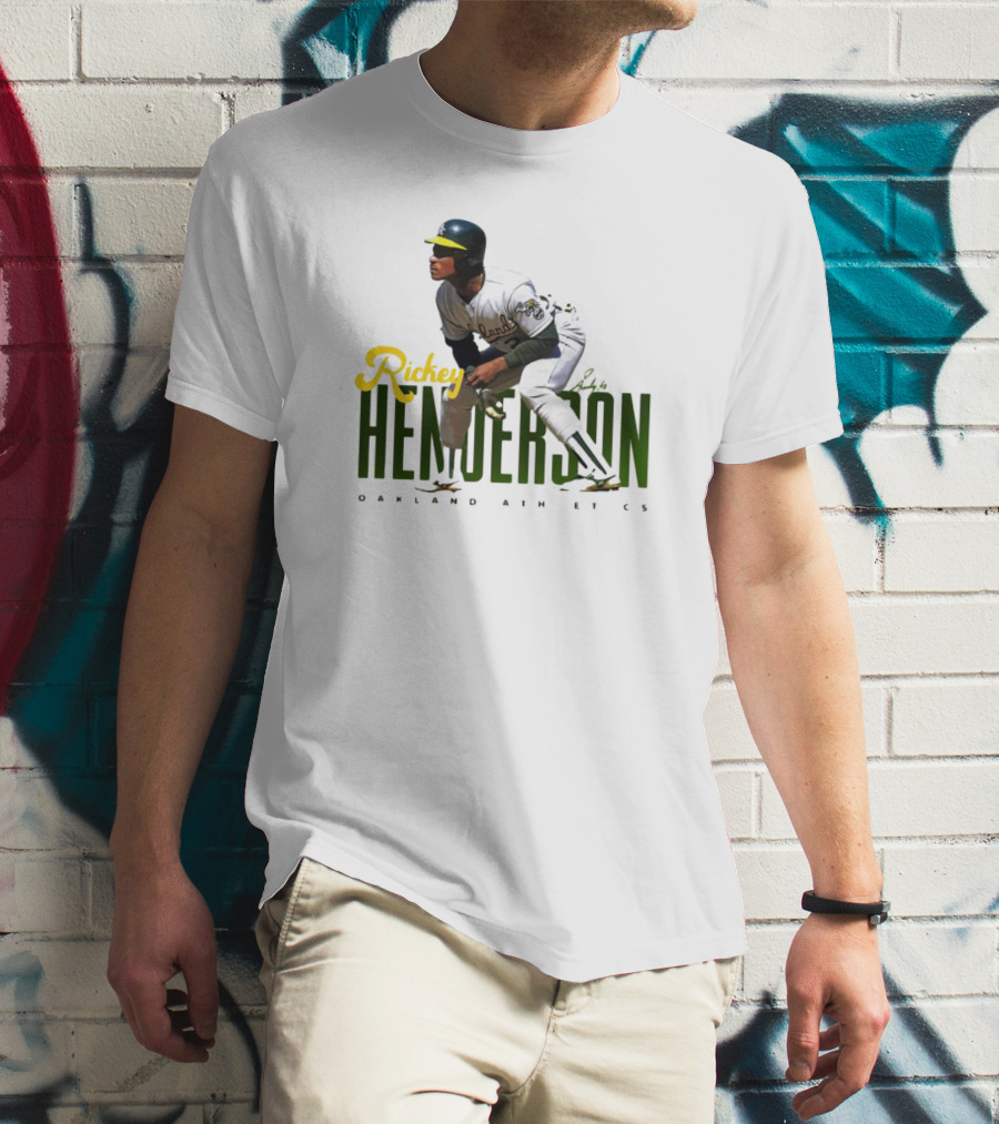 Rickey Henderson Oakland Athletics Vintage Signature T-Shirt