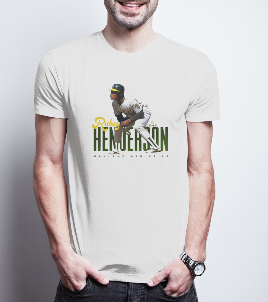 Rickey Henderson Oakland Athletics Vintage Signature T-Shirt