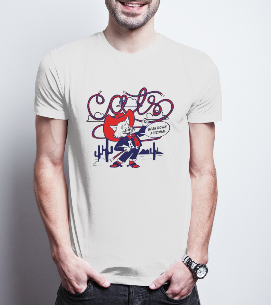 Arizona Cats Bear Down Wild West Lasso Cactus Cowboy T-Shirt