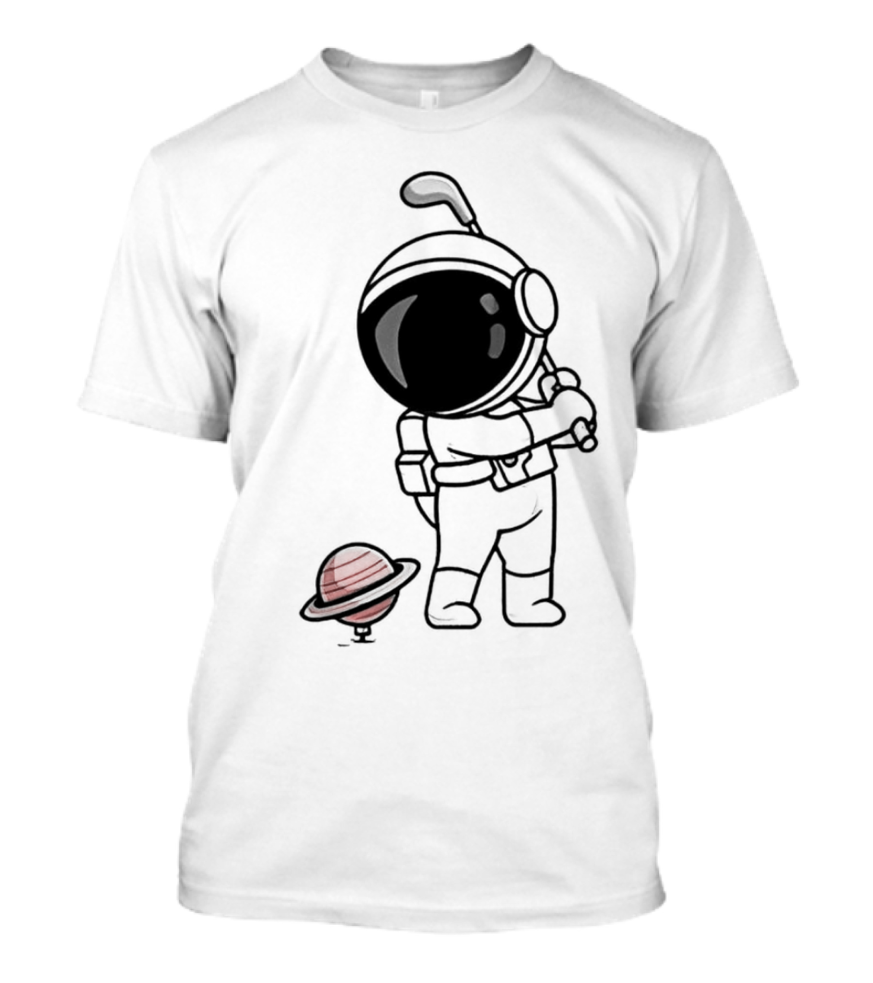 Hip Hop Astronaut Playing Golf With Saturn Chibi T-Shirt