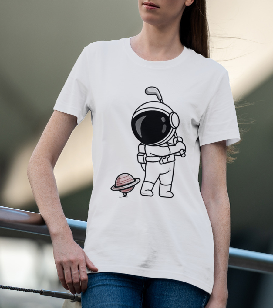 Hip Hop Astronaut Playing Golf With Saturn Chibi T-Shirt