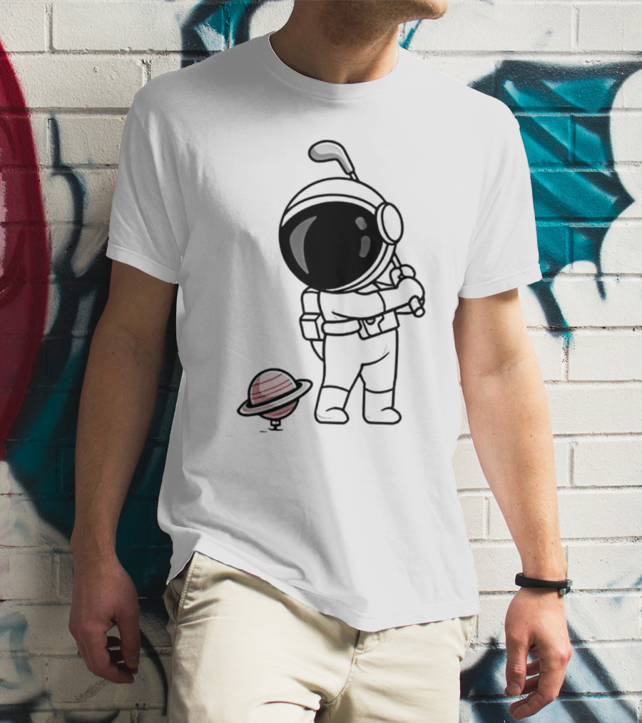 Hip Hop Astronaut Playing Golf With Saturn Chibi T-Shirt