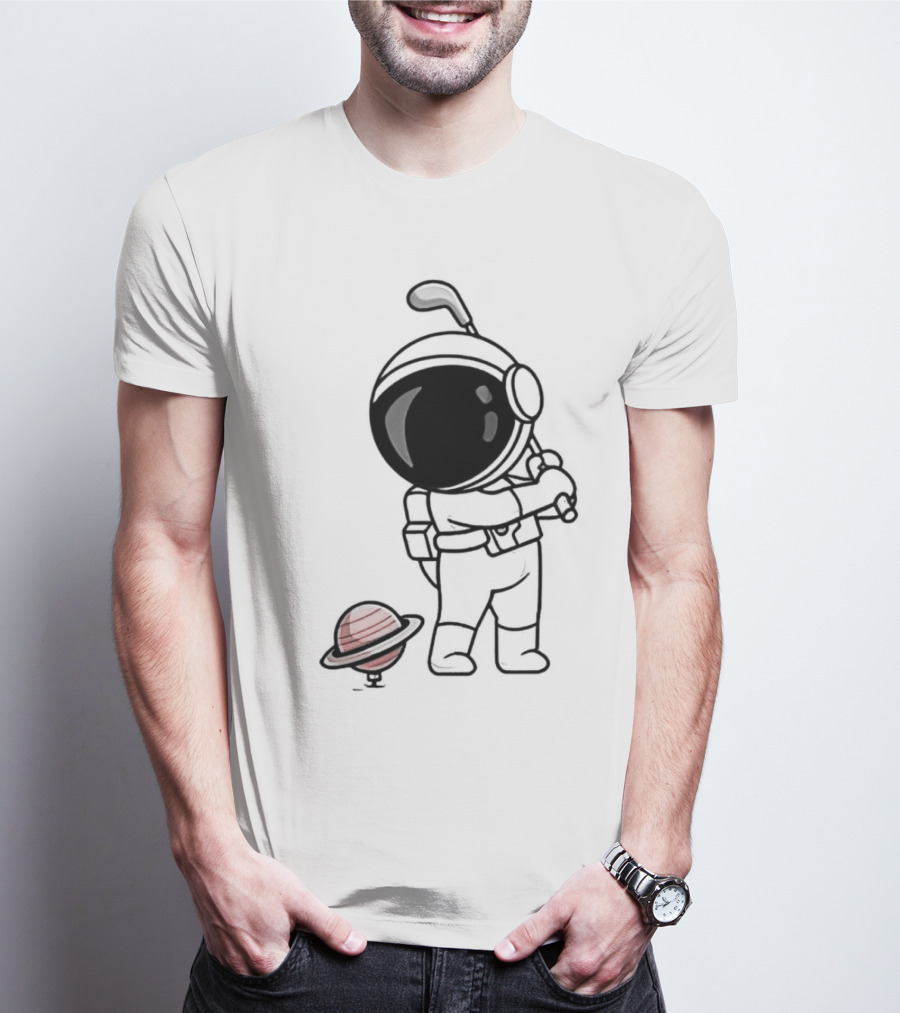 Hip Hop Astronaut Playing Golf With Saturn Chibi T-Shirt