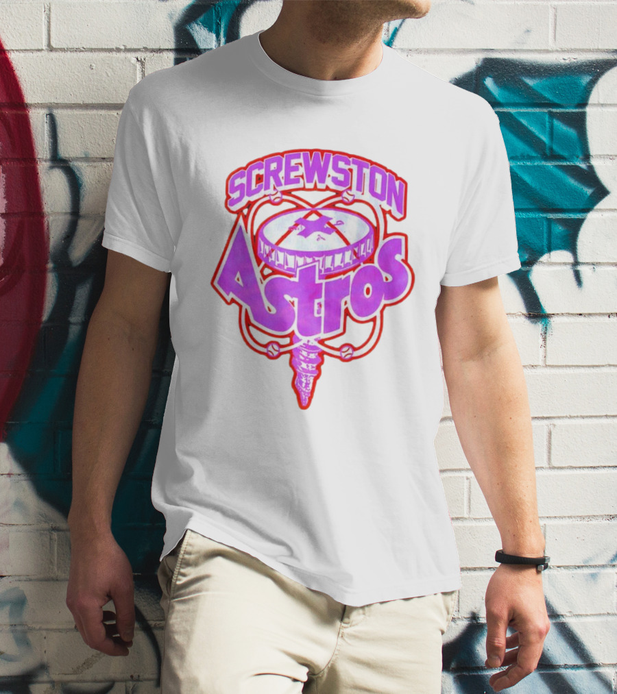Screwston Astros Purple Neon Baseball Logo Houston Rap Culture T-Shirt