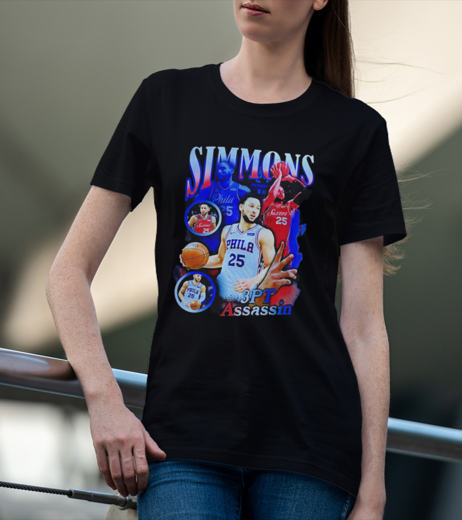 Simmons 3 Pt Assassin Philadelphia 25 Basketball Player T-Shirt