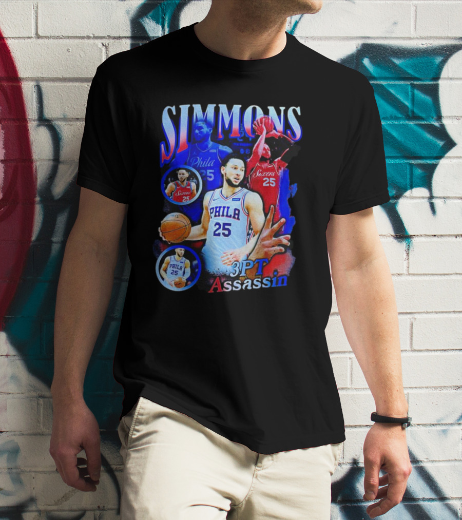 Simmons 3 Pt Assassin Philadelphia 25 Basketball Player T-Shirt