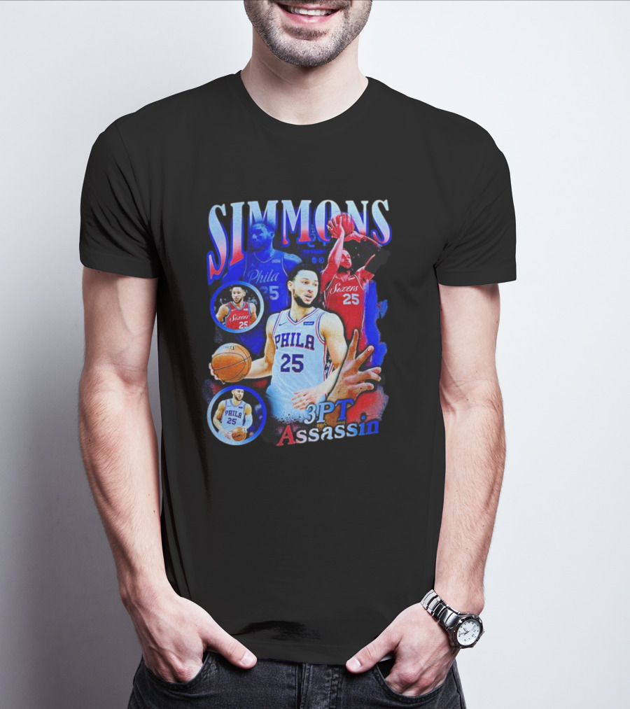 Simmons 3 Pt Assassin Philadelphia 25 Basketball Player T-Shirt
