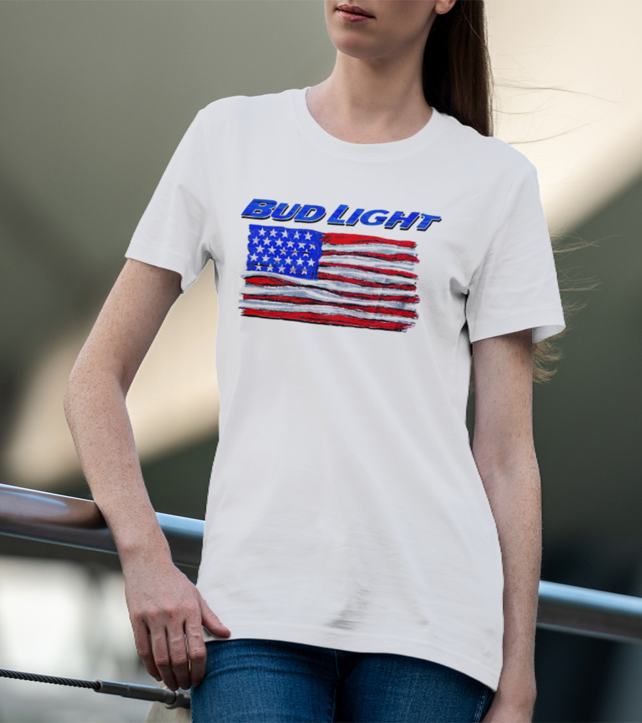 Bud Light American Flag Stars And Stripes Patriotic T-Shirt