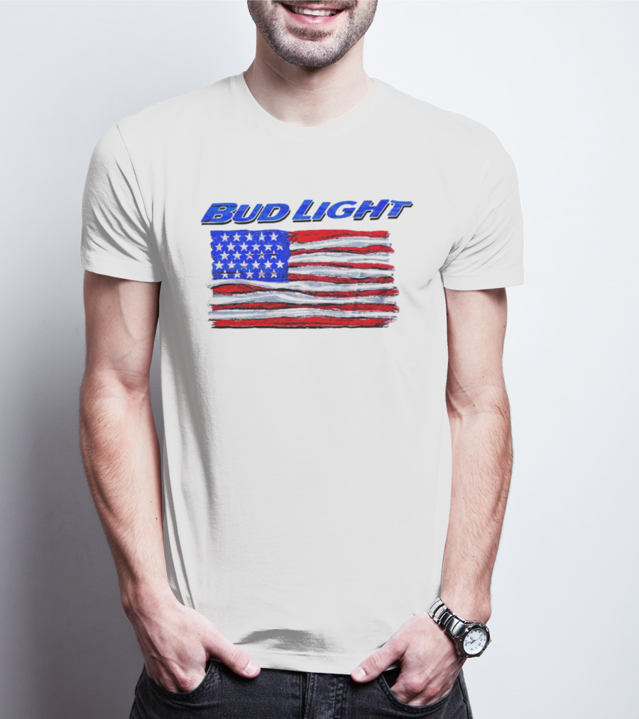 Bud Light American Flag Stars And Stripes Patriotic T-Shirt