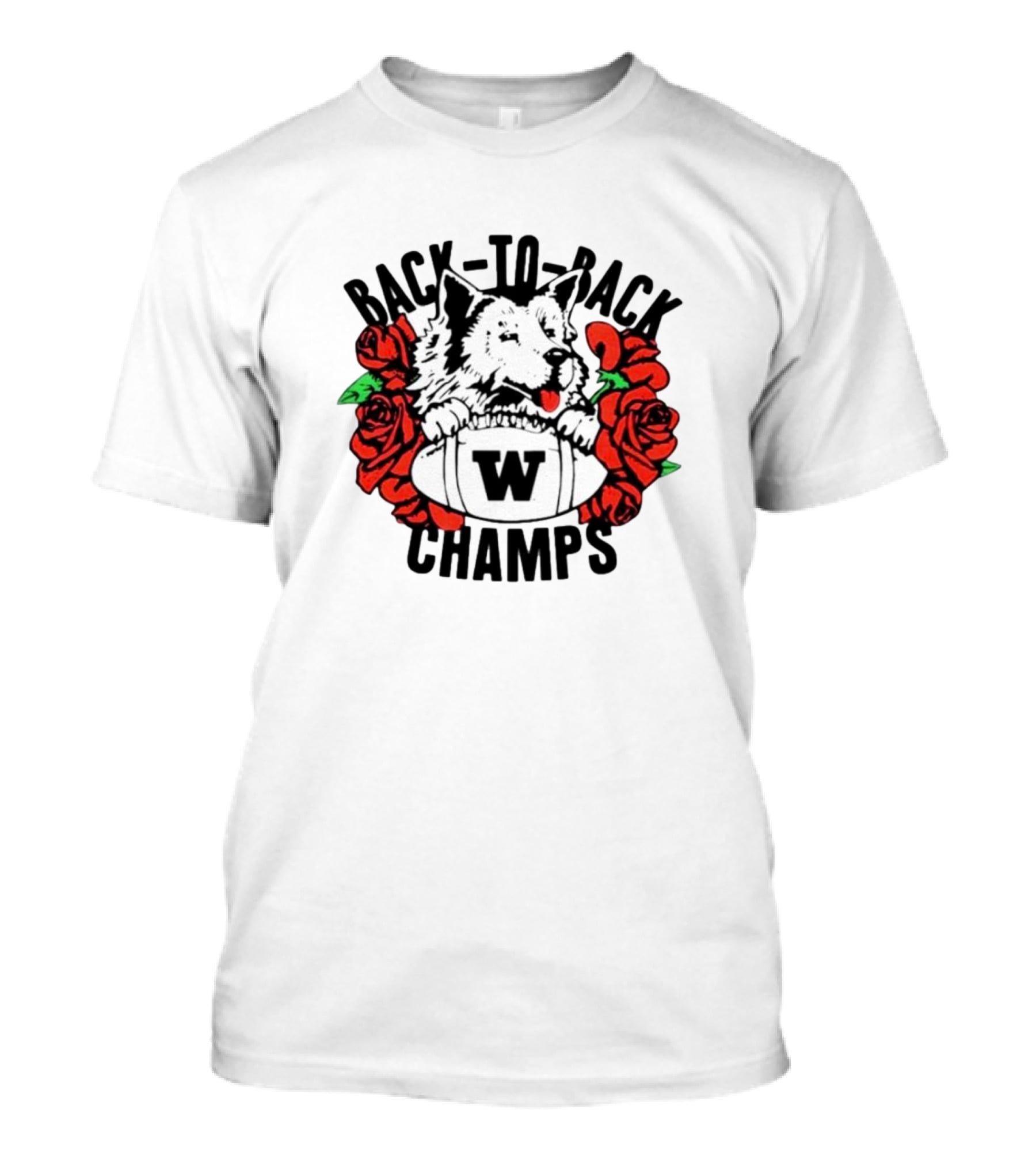 Back To Back W Champs Husky With Roses T-Shirt