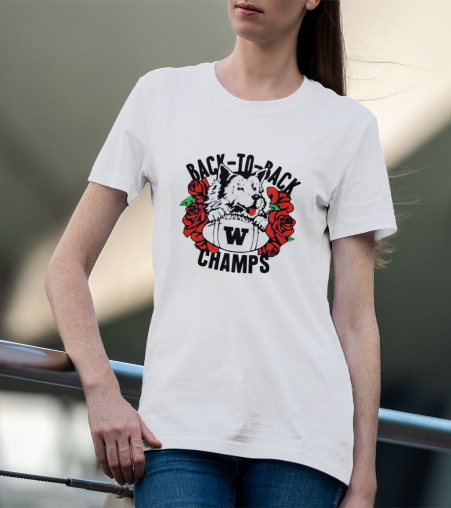 Back To Back W Champs Husky With Roses T-Shirt